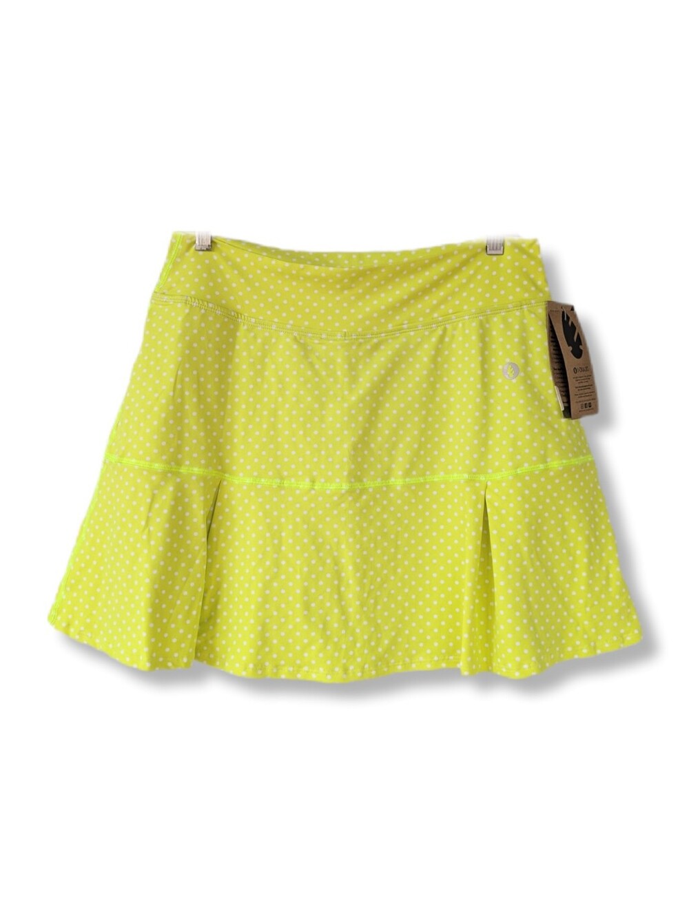 NWT Dona Jo XL Bright Yellow/Green Polka Dot Tennis Pickleball Athletic Skort